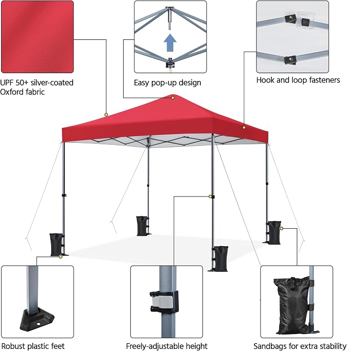 Yaheetech 10x10 1-Person Setup Pop Up Canopy Tent, Instant Portable Commercial - Image 4