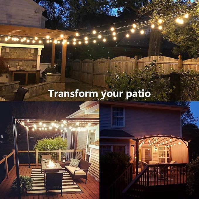 SUNTHIN 2 Pack 48FT Outdoor String Lights, Hanging Incandescent String Lights - Image 7