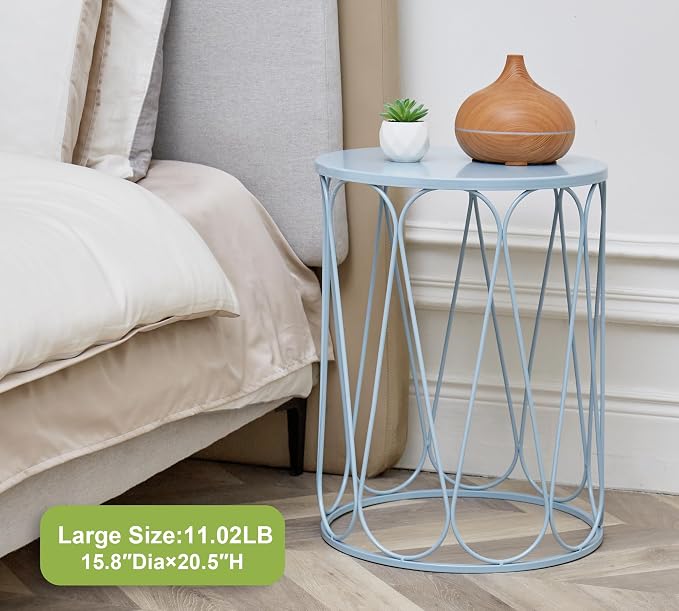 HFHOME Set of 3 Metal Outdoor Side Table, Nesting Round Coffee Table - Image 3