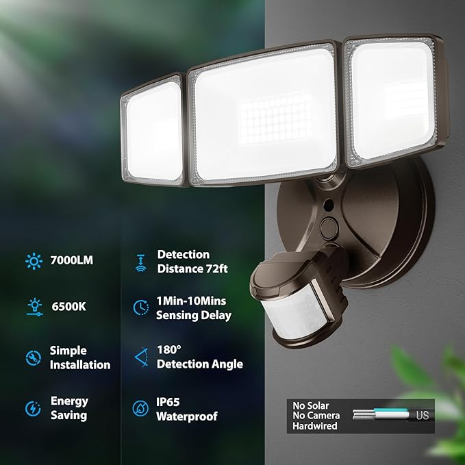 Onforu 75W LED Flood Light Motion Sensor Outdoor, 7000lm Dusk to Dawn Flood - Image 2