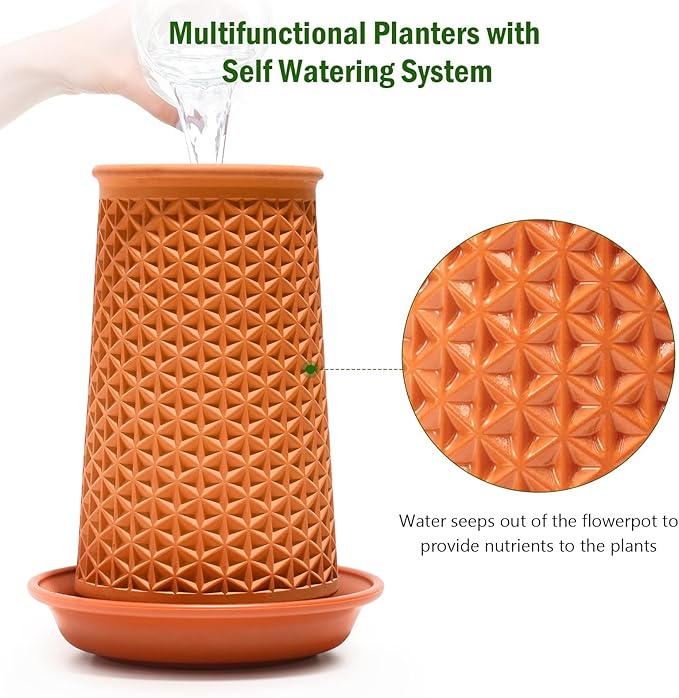 Plant Pots 5.7 Inch Self Watering Planters, Terracotta Pots - Image 5