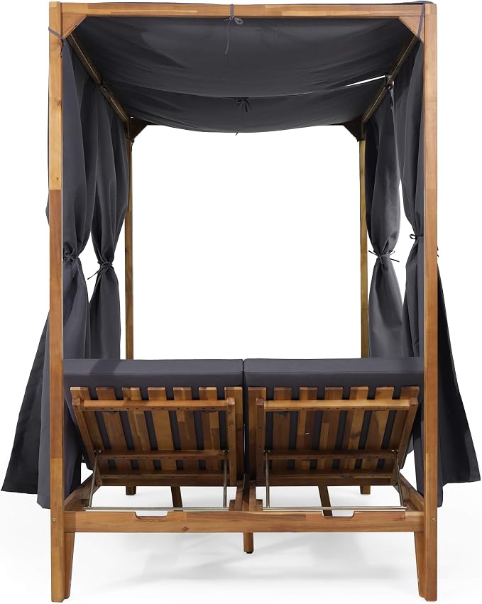 Christopher Knight Home Kinzie Outdoor DAYBED, Dark Grey + Teak Finish - Image 7