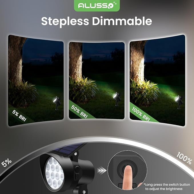 ALUSSO® Solar Landscape Spotlights 3CCT, Dimmable Solar Spot Lights Outdoor - Image 4