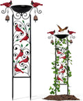 Cardinal Bird Bath Garden Trellis by Qmetalart