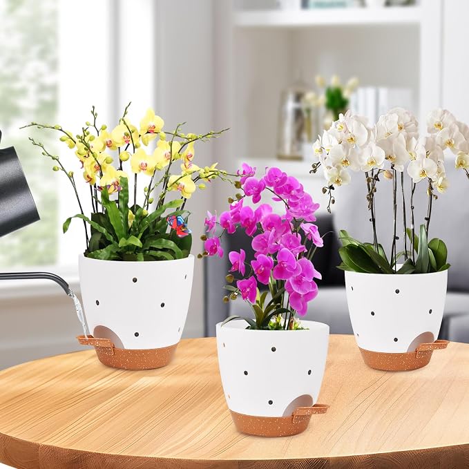 6 Inch Orchid Pots with Holes, 2 Pack Self Watering Planters - Image 6