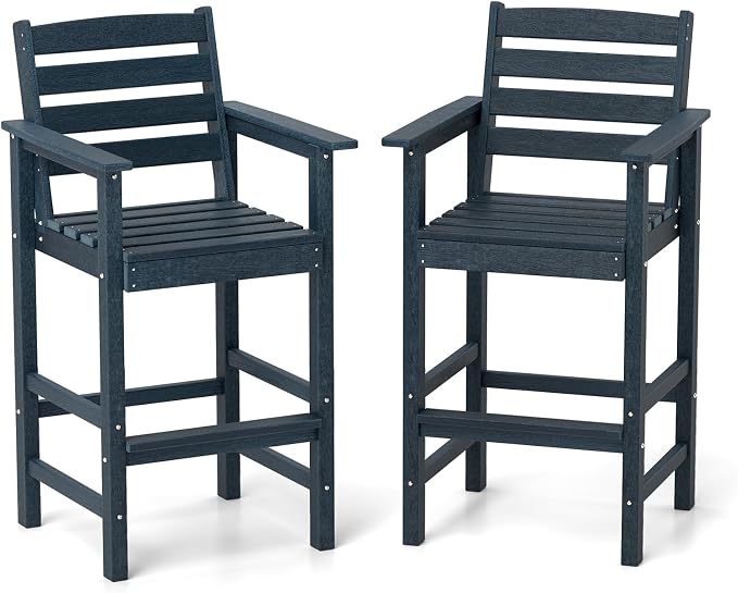 Tangkula Patio Adirondack Chairs Set of 2, HDPE Bar Height Chair by TANGKULA