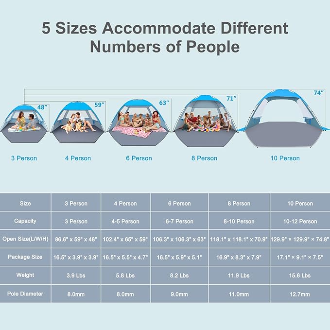 Gorich Beach Tent Sun Shelter for 3/4-5/6-7/8-10 Person - Image 2