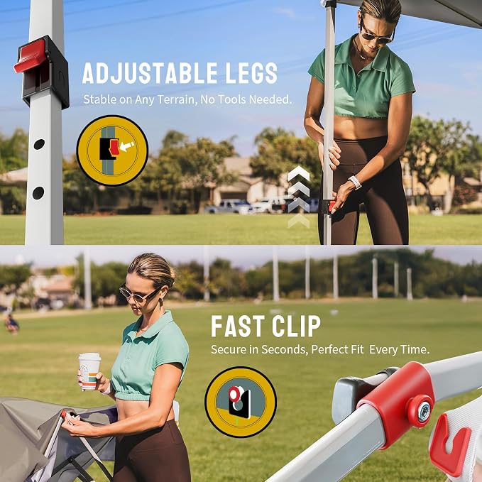 CROWN SHADES 10x10 Pop Up Canopy, Patented Center Lock One Push Tent Canopy - Image 3