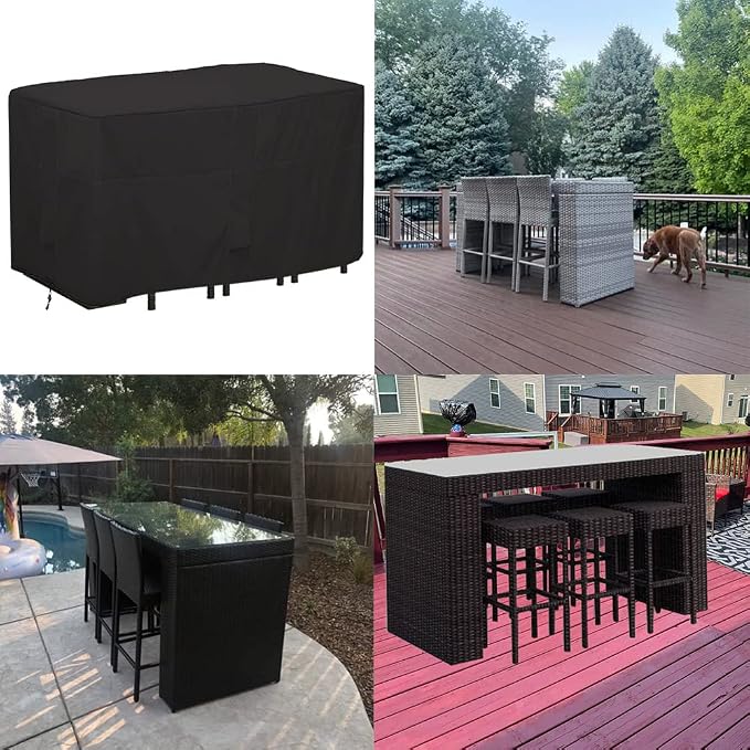 Outdoor Bar Height Dining Set Cover Heavy Duty Waterproof Patio Dining Table - Image 6