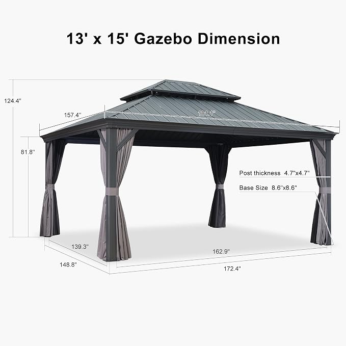 PURPLE LEAF 13' X 15' Permanent Gazebo - Image 9