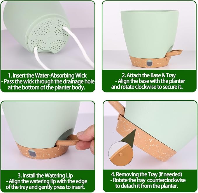 Self-Watering Plant Pots for Indoor Plants: 5/6 Inch Plastic Planter - Image 5