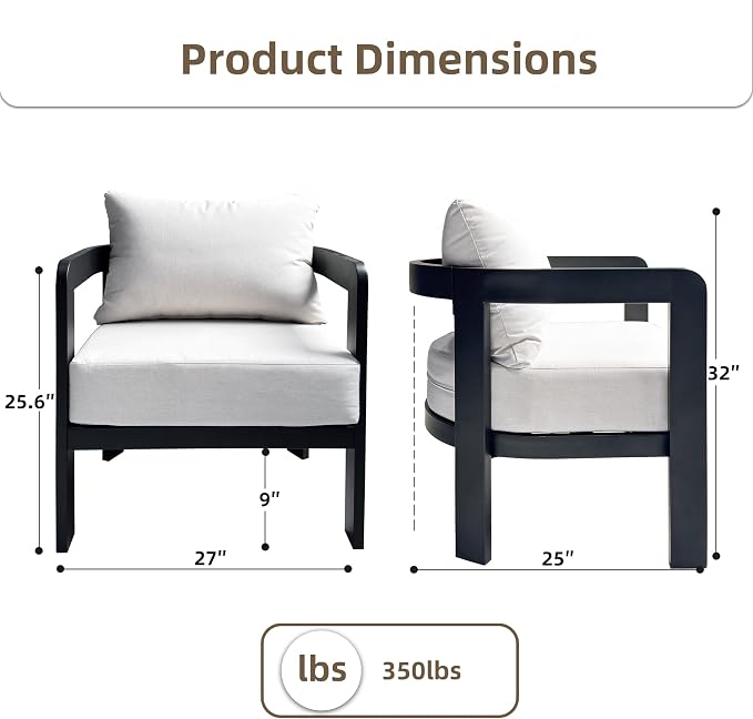 Outdoor Furniture Set, Metal Modern Outside Furniture - Image 2