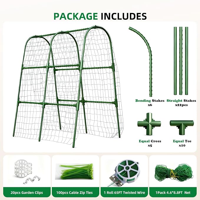 Cucumber Trellis for Raised Bed, U-Shape Garden Arch Metal Support for Climbing - Image 6