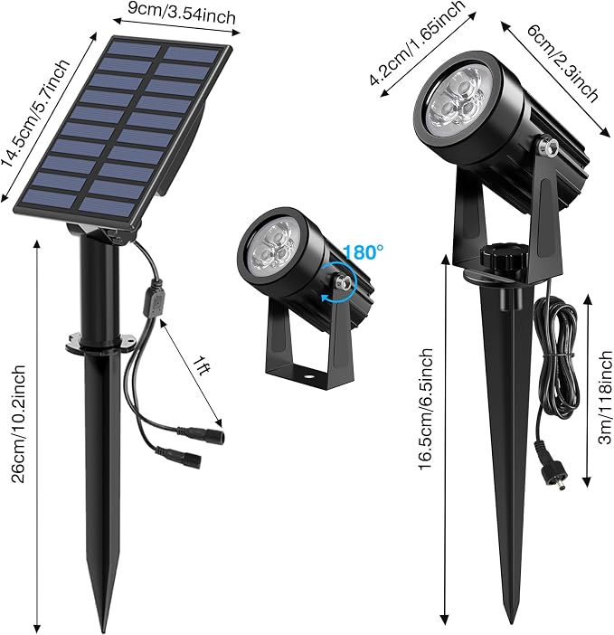 Solar Spot Lights Outdoor, 2-in-1 Solar Landscape Spotlights IP65 Waterproof - Image 3