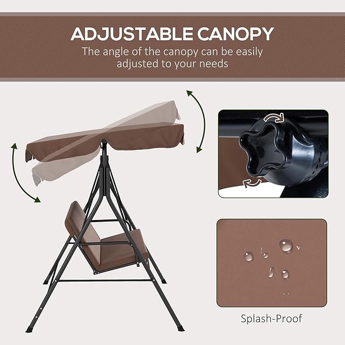 Outsunny 3-Seat Outdoor Patio Swing Chair - Image 3