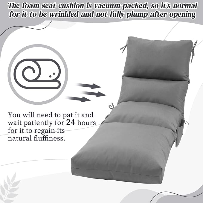 Kigley 2 Pcs Chaise Lounge Cushions, 77.9 x 20.5 x 4.7 Inch Outdoor Lounge - Image 4