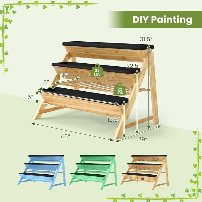 HAPPYGRILL 3-Tier Wooden Raised Garden Bed, Elevated Planter Box Kit - Image 9