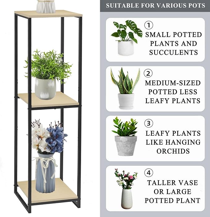 46" Tall Plant Stand Indoor, 3-Tier Modern Plant Shelf, Corner Flower Pot - Image 5