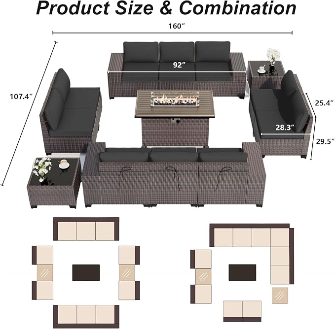 ALAULM 13 Pieces Outdoor Patio Furniture Set - Image 6