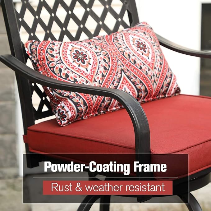 MFSTUDIO 3 PCS Outdoor Patio Bar Sets, 2 Swivel Bar Height Chairs and 1 Metal - Image 5
