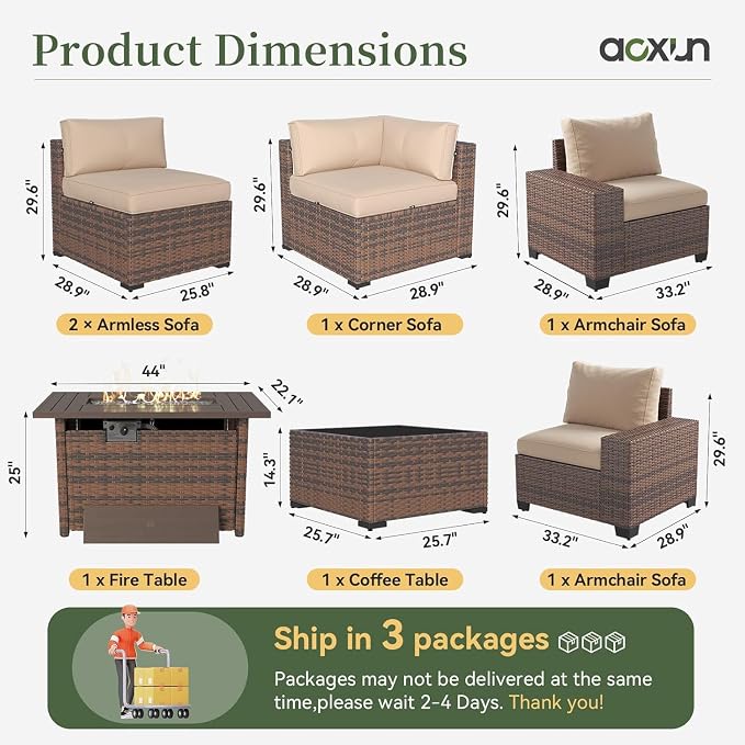 Aoxun 7 Piece Patio Furniture Set - Image 3