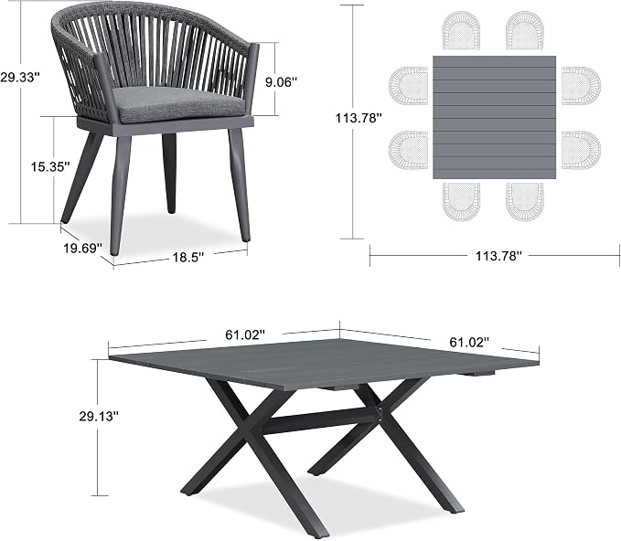 PURPLE LEAF 9 Pieces Outdoor Dining Set - Image 7