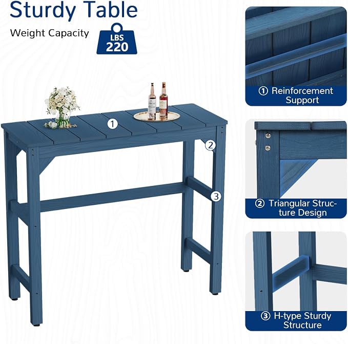 3 Piece Outdoor Bar Set, Poolside and Bistro, Weatherproof - Image 6