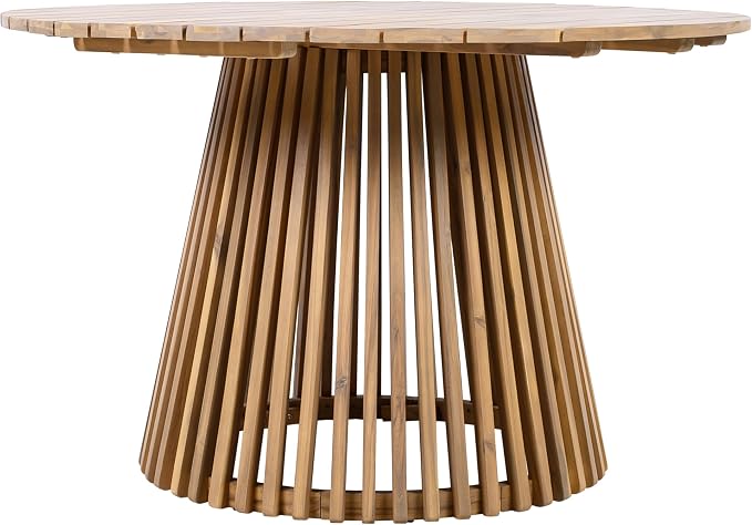 Merax Outdoor Dining Table 47.25" Round Extra-Large Acacia Wood Patio Dining - Image 6