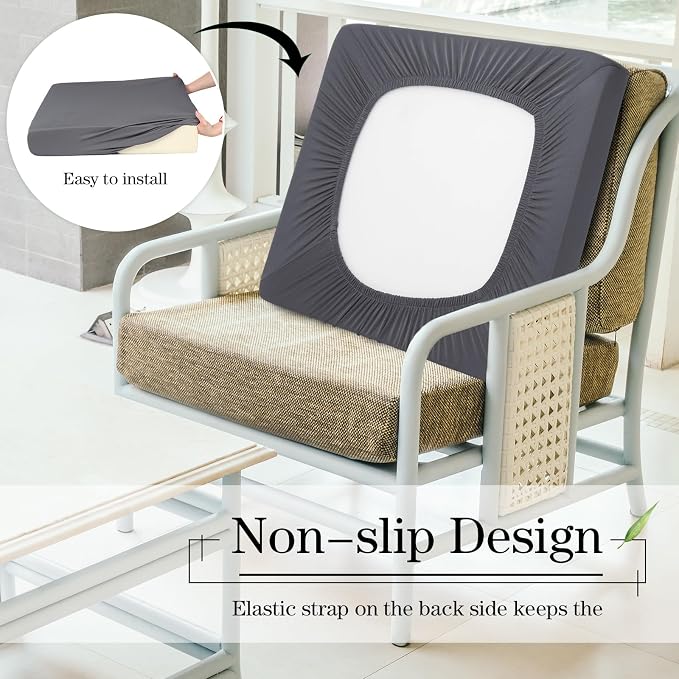 Newwiee 8Pcs Patio Cushion Covers Stretch Outdoor Cushion Cover Replacement - Image 5