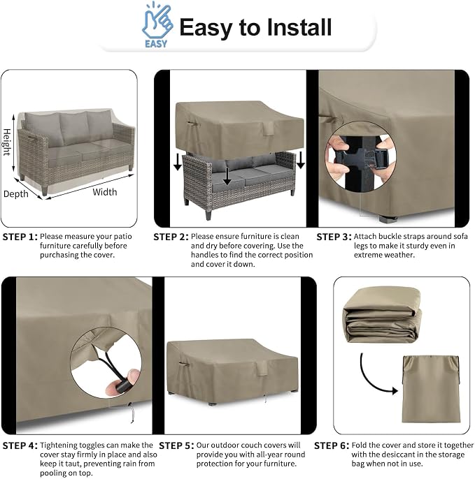 OutdoorLines Outdoor Waterproof Patio 4-Seater Couch Cover - Image 6