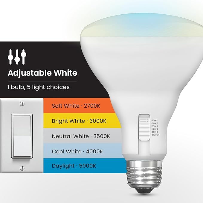 Feit Electric BR30 LED Light Bulb, 100W Equivalent, 1400 Lumens, 5-Color - Image 4