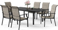 7 Piece Patio Dining Sets for 6, Metal Outdoor Table and Chairs Set by SUNSHINEVALLEY