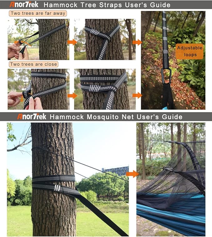 Camping Hammock with Mosquito Net, Double & Single Lightweight Portable - Image 5