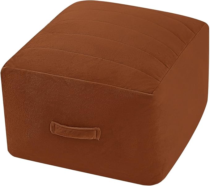 MeMoreCool Square Stuffed Pouf Ottoman Foot Rest, Floor Pouf Foot Stool by MeMoreCool