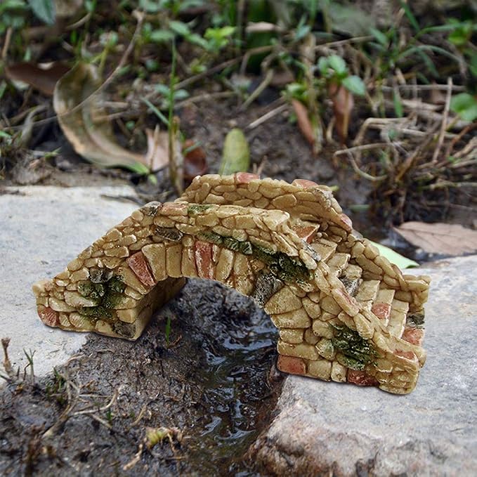 Garden Decoration Resin Craft Mini Bridge Outdoors Artificial Bridge Set Arch - Image 4
