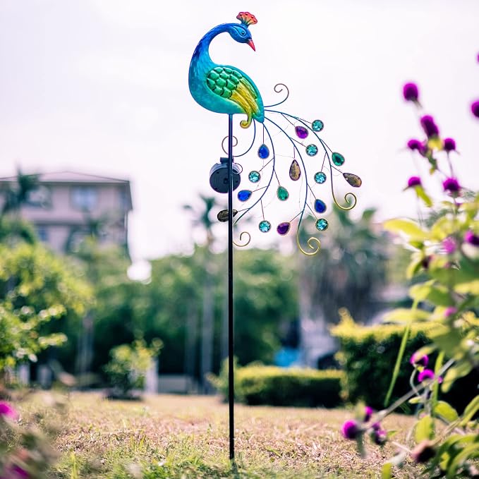 DREAMSOUL Metal Peacock Garden Solar Lights Outdoor Decorative Garden Stake - Image 8