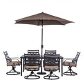 Hanover Montclair 7-Piece All-Weather Outdoor Patio Dining Set, 6 Swivel Rocker by Hanover