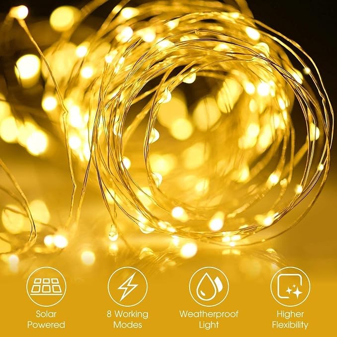BOLWEO 2 Pack Solar Powered String Lights, Solar Fairy Lights, 16.4Ft 50LED - Image 5