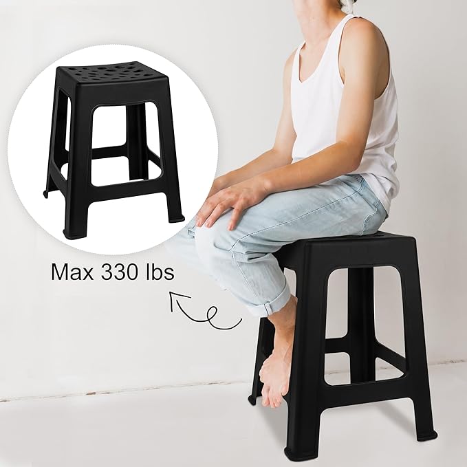 TURSTIN 6 Pack Plastic Stools 16.9 Inch Black Nesting Stools Portable Backless - Image 5