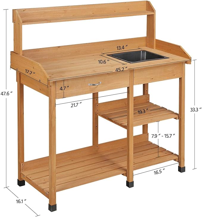 Yaheetech Potting Bench Outdoor Garden Work Bench Station Planting Solid Wood - Image 3