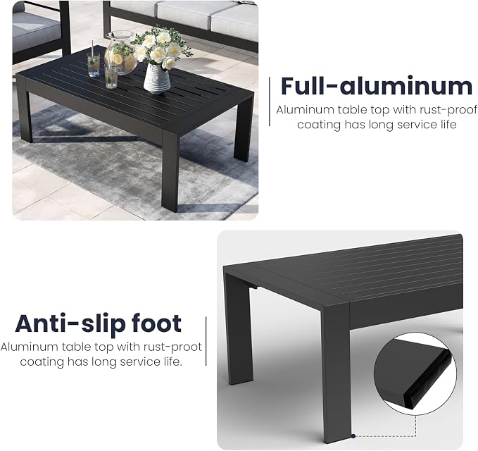 Outdoor Rectangle Patio Aluminum Coffee Tables - Image 6