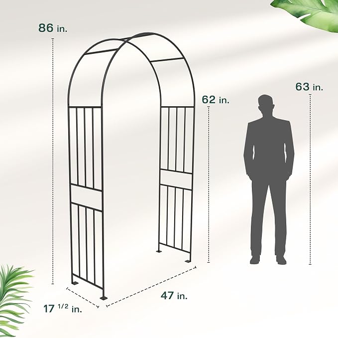 IDZO 86in Metal Garden Arbor Arch, Sturdy & Durable Trellis - Image 4