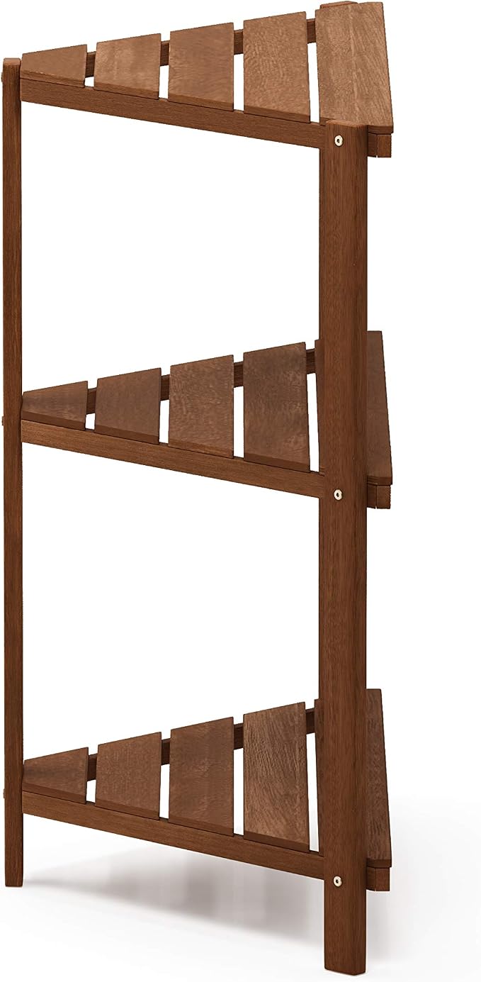 Furinno FG18445 Tioman Hardwood Patio Furniture Corner Shelf in Teak Oil - Image 4