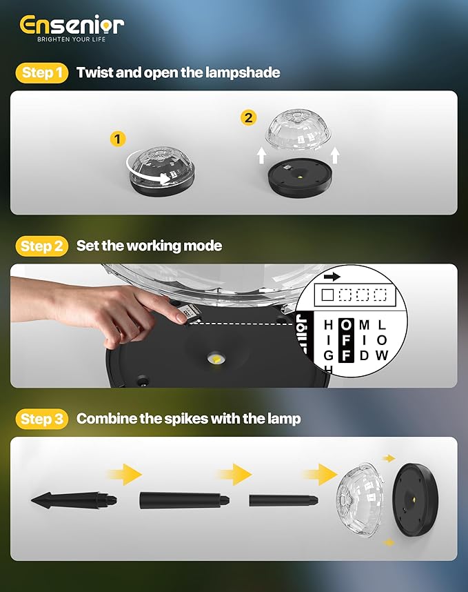 Ensenior Solar Pathway Lights Outdoor, Auto On/Off Solar Powered Yard Lights - Image 6