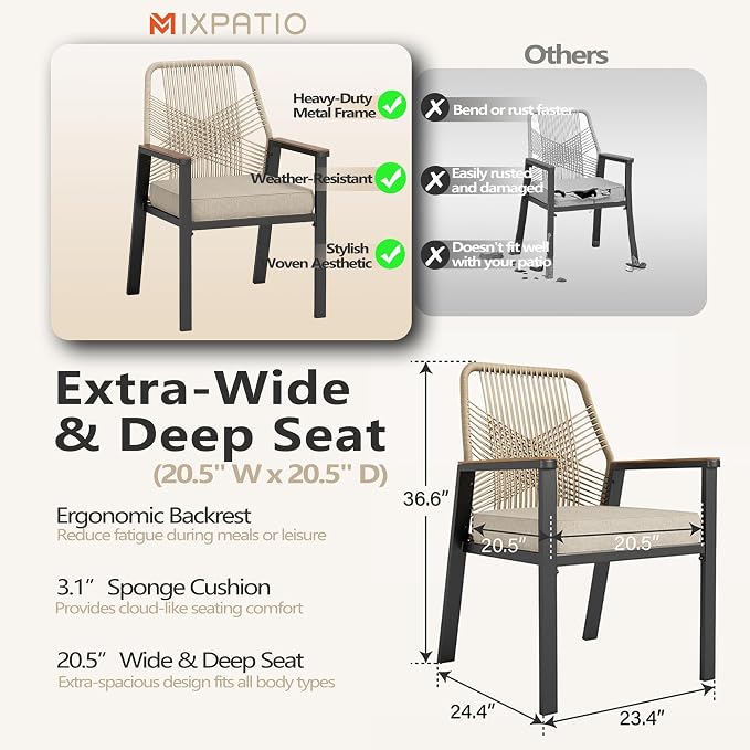 Patio Wicker Chair Sets of 8, Outdoor Dining Chairs - Image 2