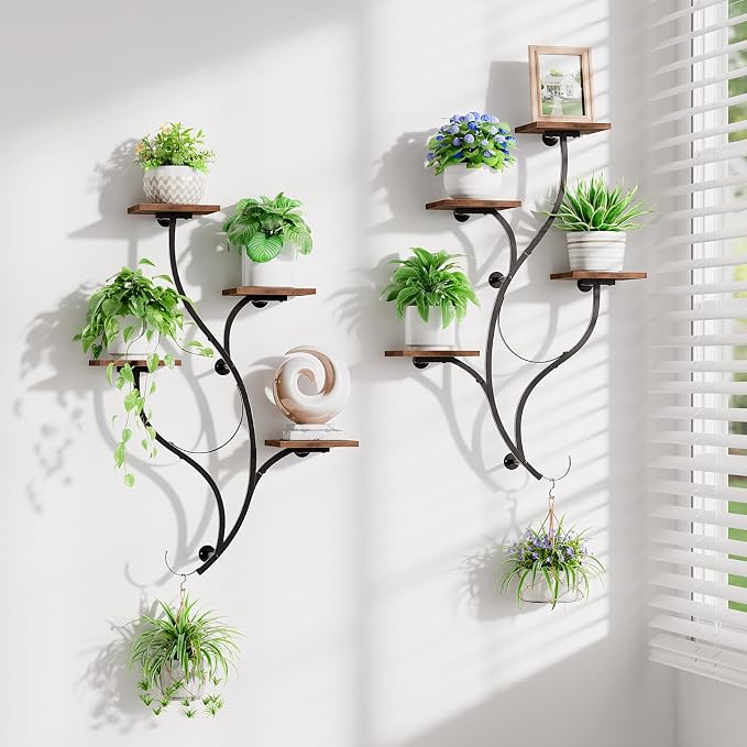 LATIBELL 2 Packs Wall Planters for Indoor Plants 8 Tiered Wall Mount Plant by LATIBELL