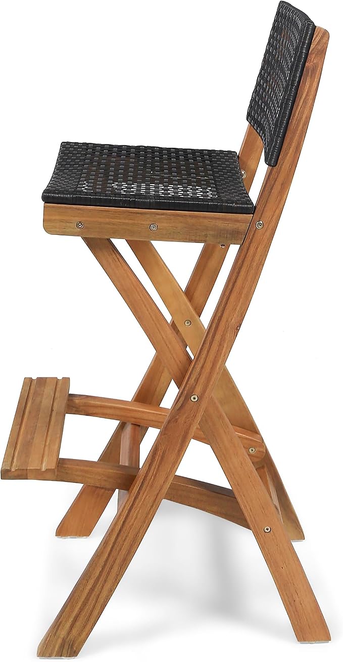 Christopher Knight Home Polaris Outdoor Acacia Wood and Wicker 5 Piece - Image 7