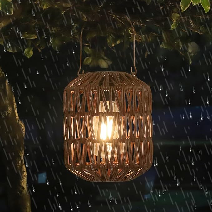 Rattan Outdoor Solar Lanterns, Solar Lights Outdoor Waterproof, 2 Pack Outside - Image 7