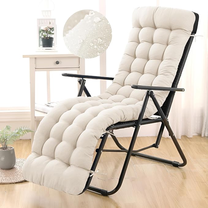 Patio Lounge Chair Cushion, Waterproof Zero Gravity Chair Cushions by Moutosne