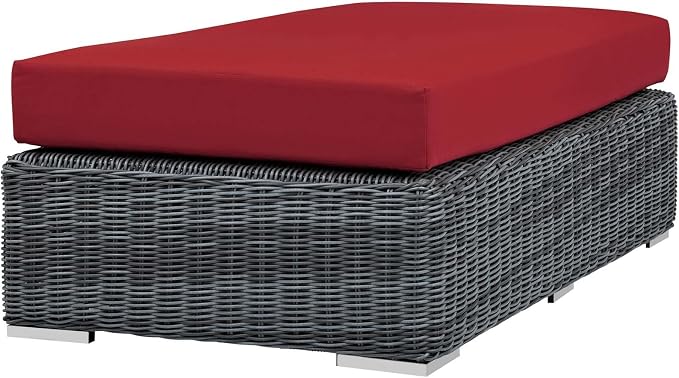 Modway Summon Wicker Rattan Outdoor Patio Sunbrella® Fabric Rectangle Ottoman - Image 4